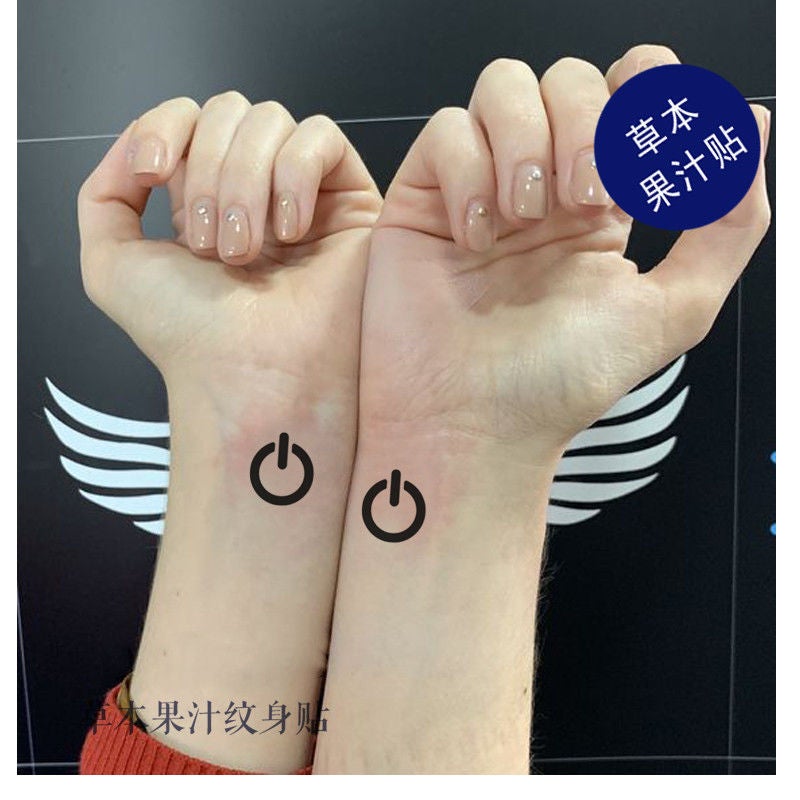 Herbal Juice Power-On Key Power-Off Button Tattoo Sticker Robot Ai Icon Geometric Handsome Waterproof Neck - Image 4