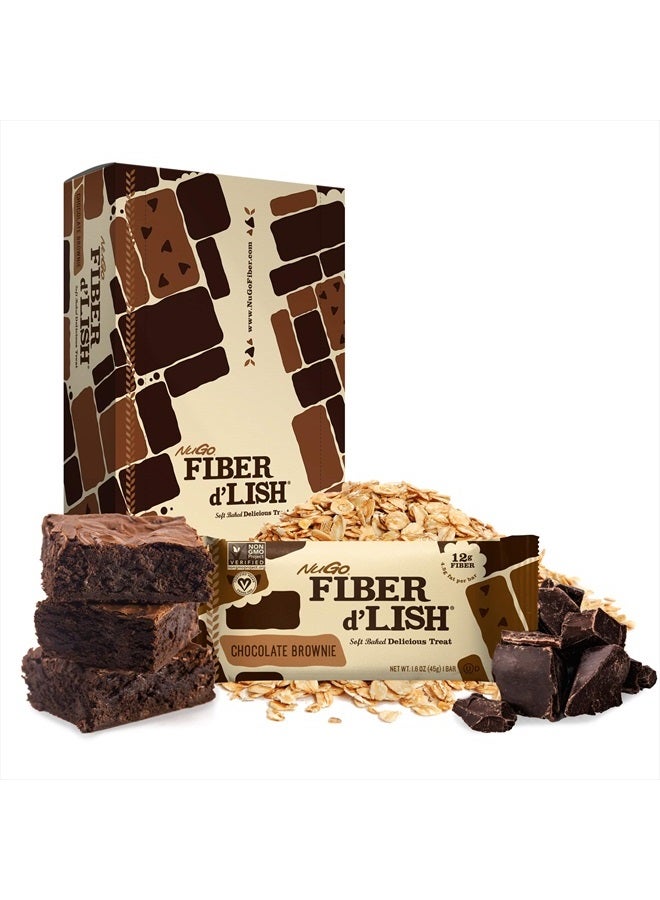 NuGo Fiber d'Lish Chocolate Brownie, 12g High Fiber, Vegan, 150 Calories, 16 Count - Image 1