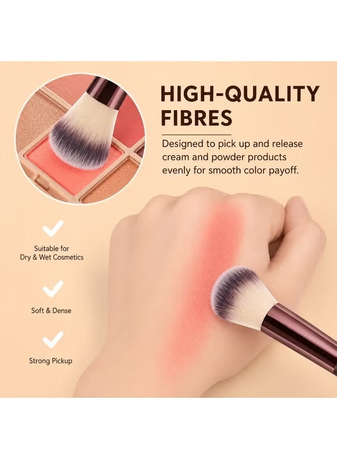 Darvana Makeup Brush Set 15PcsRetractable Brown Portable Travel Makeup Brushes with Protective Cap, Premium Synthetic Bristles for Foundation Powder Blush Eyeshadow Concealer, Compact Size Perfect for On-the-Go Makeup Touch Up Cosmetic Brush Set for Women - Image 5