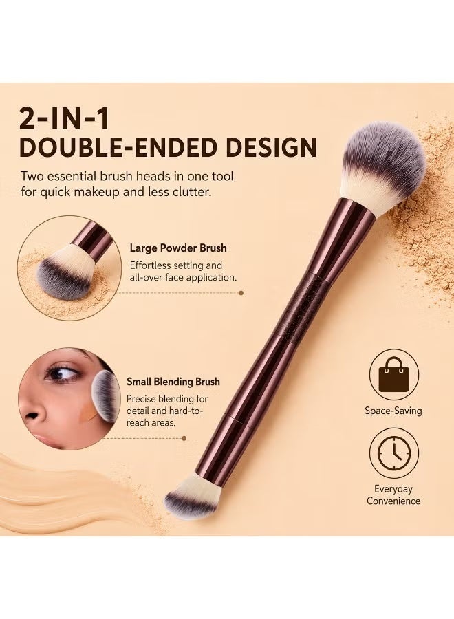 Darvana Makeup Brush Set 15PcsRetractable Brown Portable Travel Makeup Brushes with Protective Cap, Premium Synthetic Bristles for Foundation Powder Blush Eyeshadow Concealer, Compact Size Perfect for On-the-Go Makeup Touch Up Cosmetic Brush Set for Women - Image 4