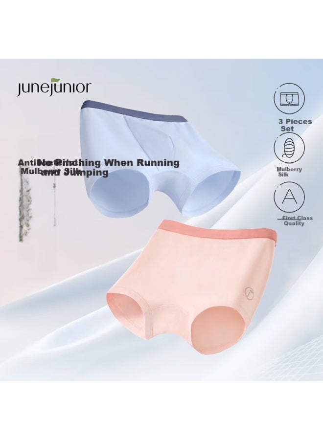 Junejunior Kids Modal Underwear Boys And Girls Simple Style 3-Pack Soft Elastic Flat Angle Pants - Image 1