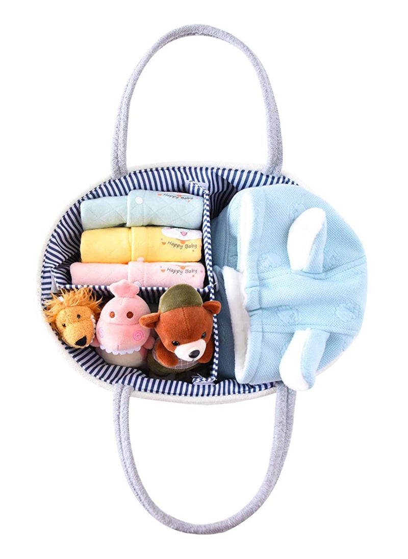 HALAMODO Baby Diaper Storage Solution, 100% Cotton Rope Weave, Portable Diaper Basket for Changing Tables and Travel, with Bonus Removable Storage Bag, Excellent Baby Shower Basket Option (Grey)  - Image 3