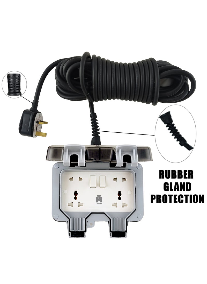 Hassan - Waterproof Double Socket Extension with Long Cable - Image 1