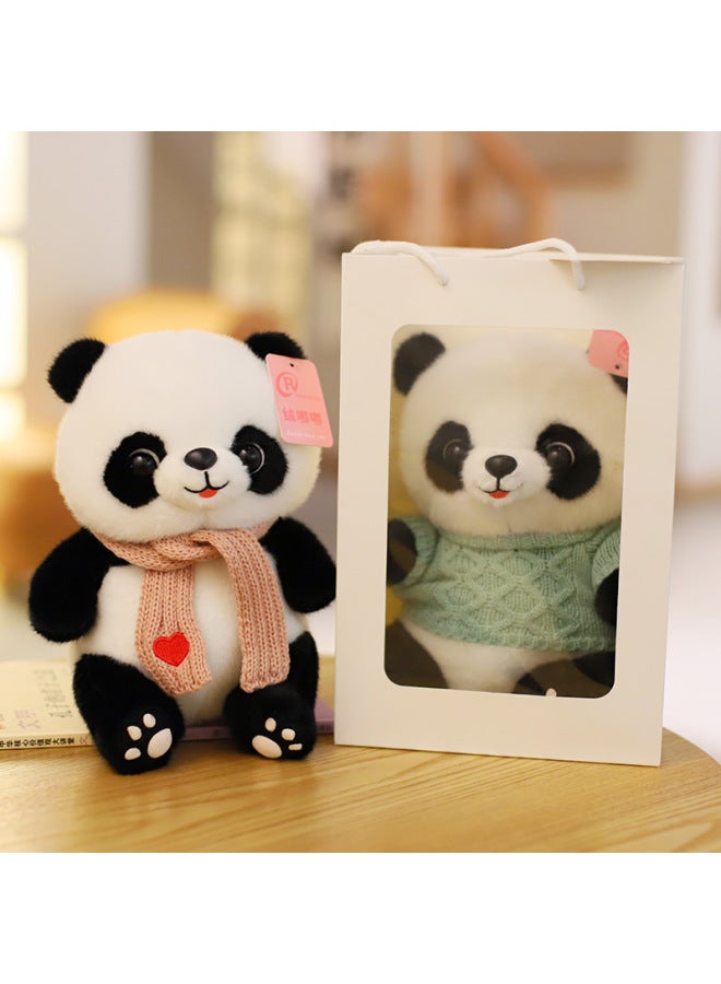 Cute Panda Dolls Wearing Clothes Plush Toys Friend Gifts From Sichuan Travel Souvenir Claw Machine Dolls Soft Short Fur Panda-Specifications:bow Tie-Color:28cm Gift Bag  - Image 5