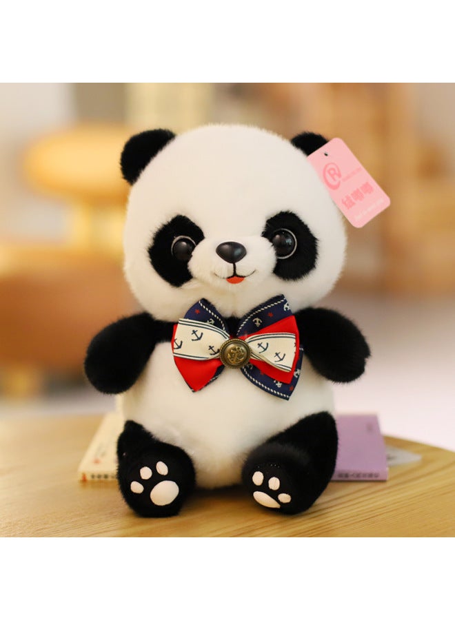 Cute Panda Dolls Wearing Clothes Plush Toys Friend Gifts From Sichuan Travel Souvenir Claw Machine Dolls Soft Short Fur Panda-Specifications:bow Tie-Color:28cm Gift Bag  - Image 1