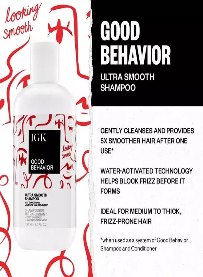 IGK GOOD BEHAVIOR Ultra Smooth Shampoo | Frizz Control + Hydrates + Shine | Vegan + Cruelty Free | 8 Oz - Image 3