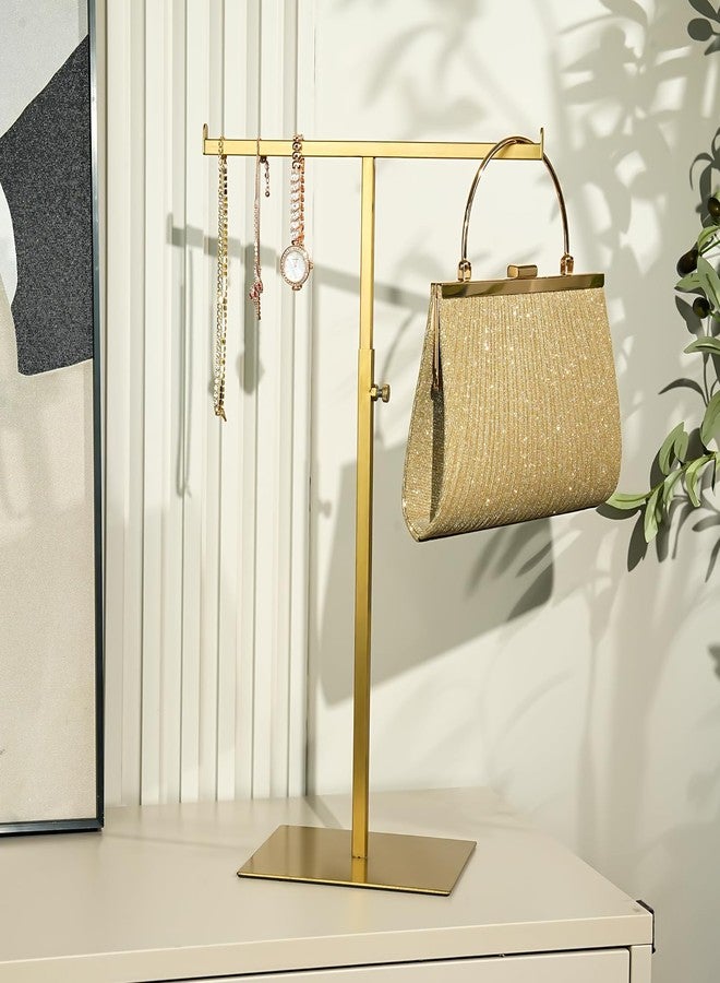 MCKECHSION Purse Display Stand Jewelry Towers 2 Packs Stainless Steel Bag Stand Tabletop Adjustable Height Double Hook Hanging Jewelry Stands for Necklaces Organizer Home Store Boutique (Anti-fingerprint) - Image 3