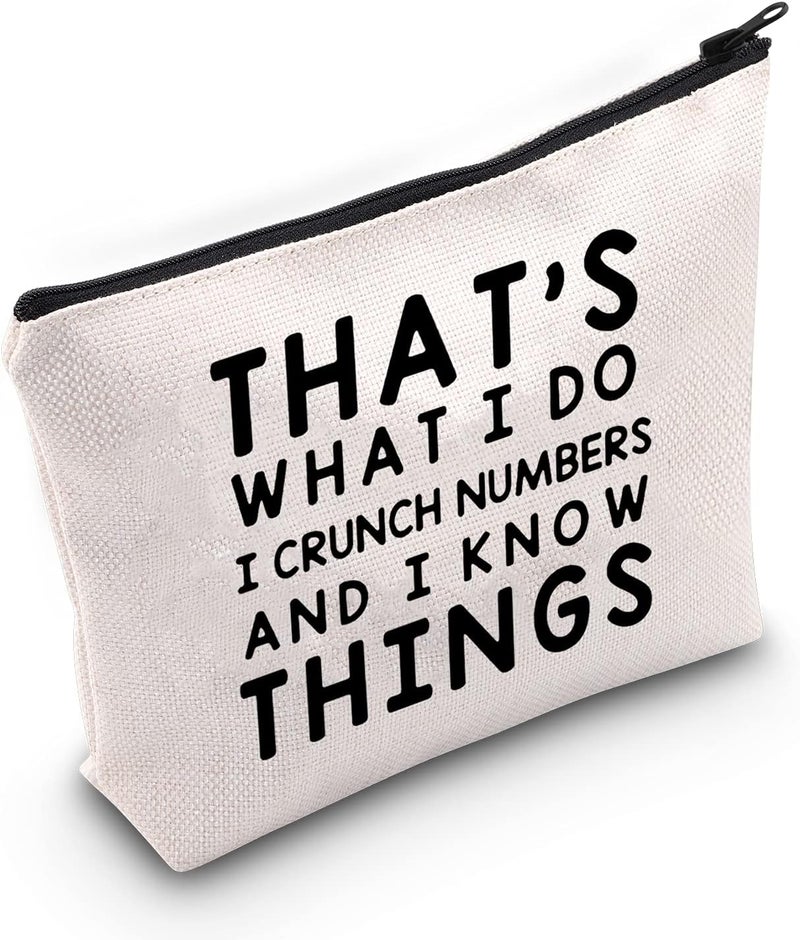 LEVLO LEVLO Funny Accountant Gift That's What I Do I Crunch Numbers and I know Things Makeup Bags Calculator Student Graduation Gifts (That's What I Do I Crunch Numbers) 