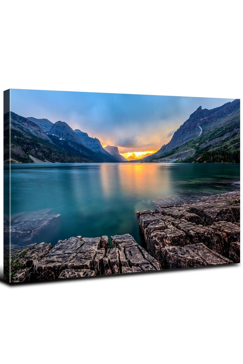YOOOAHU Saint Mary Lake Canvas Wall Art - Image 1