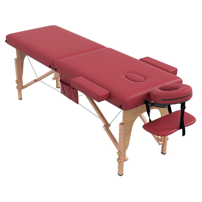 civama civama Massage Table Massage Bed Portable 29 LBs Light Weight Foldable Tattoo Facial Care Spa Lash Bed Aluminum Frame with Accessories Carrying Bag Burgundy