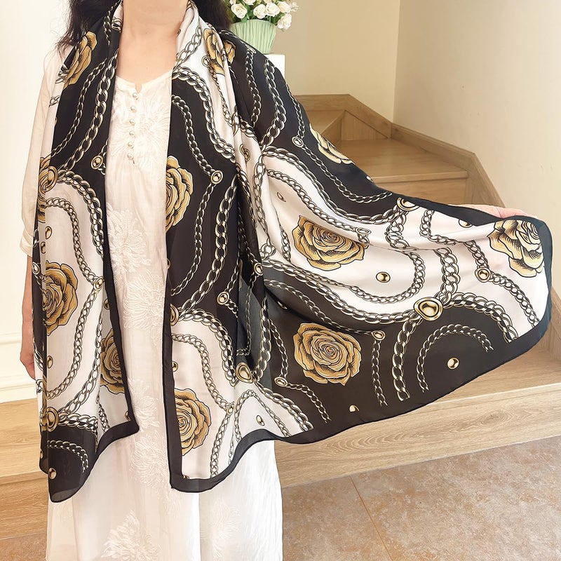 FONYVE Long Silk Like Scarf Lightweight Satin Scarves Large Sunscreen Shawl Wrap for Women - Image 2