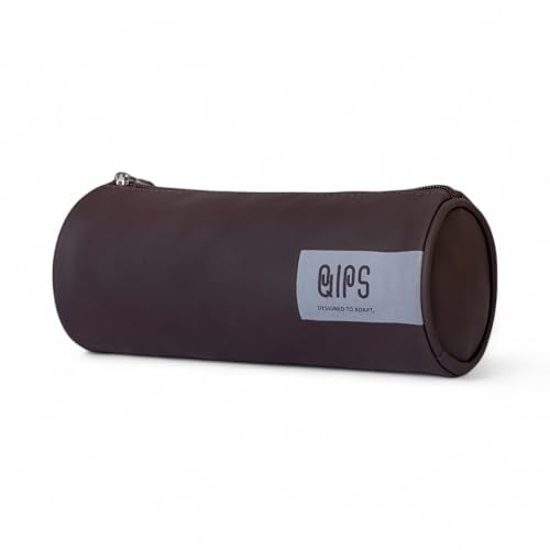 QIPS Pencil Pouch for Kids & Adults | Cylindrical PU Coated Zip Case | Stylish Stationery Bag for School, College & Office | Water-Resistant & Durable (Dark Brown) - Image 5