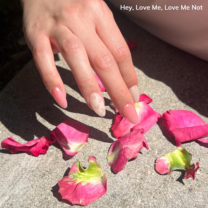 Heyhae Semi Cured Gel Nail Strips | No LED Lamp Needed | Easy Apply & Remove, Salon Quality | Includes 28 Strips, 1 Prep Pads, Nail File & Wooden stick - Hey, Love Me, Love Me Not - Image 2