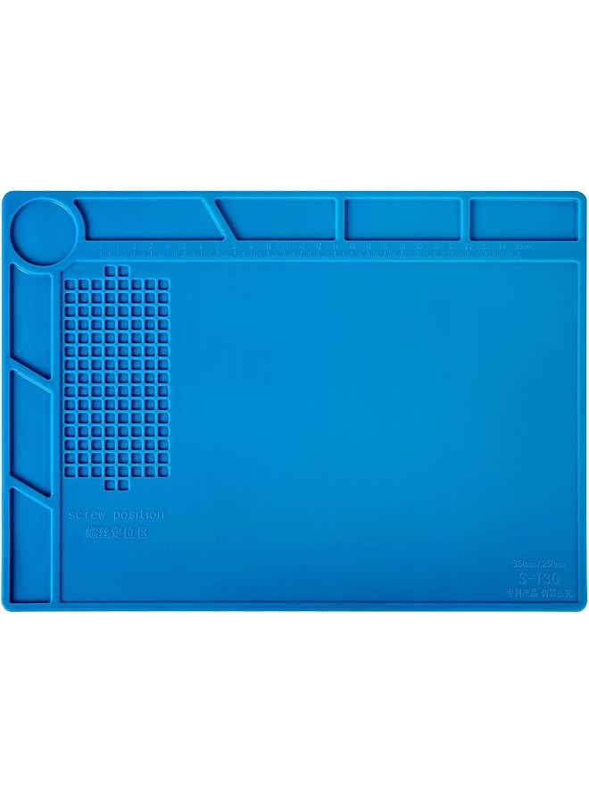 erorex S 130 Insulation Silicone Soldering Mat Repair Mat Heat Resistant Silicone Work Mat 932°F With Scale Ruler And Screw Position For Soldering Cellphone Electronics Repair Size 13.8 X 9.8 Inch  - Image 1