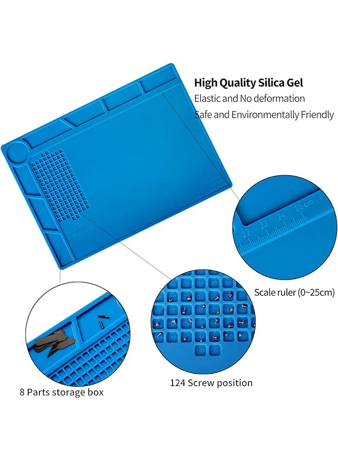 erorex S 130 Insulation Silicone Soldering Mat Repair Mat Heat Resistant Silicone Work Mat 932°F With Scale Ruler And Screw Position For Soldering Cellphone Electronics Repair Size 13.8 X 9.8 Inch  - Image 3