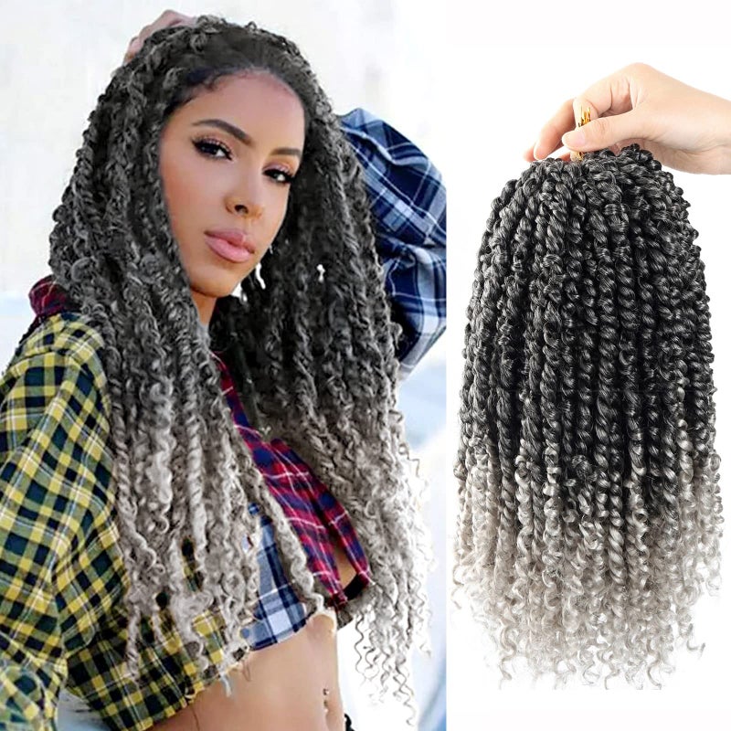 Bileaf Passion Twist Crochet Hair 8 Packs Pre Twisted Crochet Hair for Women Girls and Kids 14 Inch Pre Looped Passion Twist Hair Crochet Twist Braids Ombre Boho Crochet Passion Twists TGray - Image 2