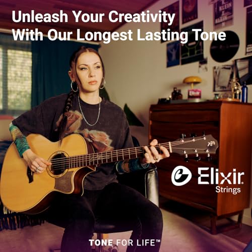 Elixir Strings, Acoustic Guitar Strings, 80/20 Bronze with NANOWEB Coating, Longest-Lasting Bright and Focused Tone with Comfortable Feel, 6 String Set, Medium 13-56 - Image 5