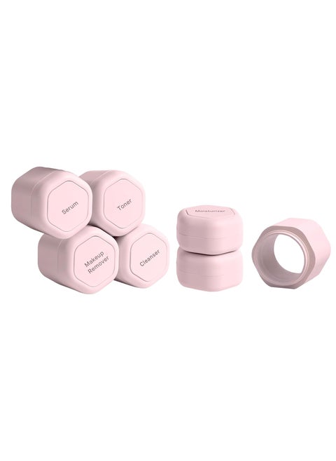 Cadence Travel Containers - Full Skincare Set - Magnetic Travel Capsules - 2 Small (0.56oz), 4 Medium Capsules (1.32oz), & Extender (1.43oz) with Multiple Labels for Better Organization - Petal