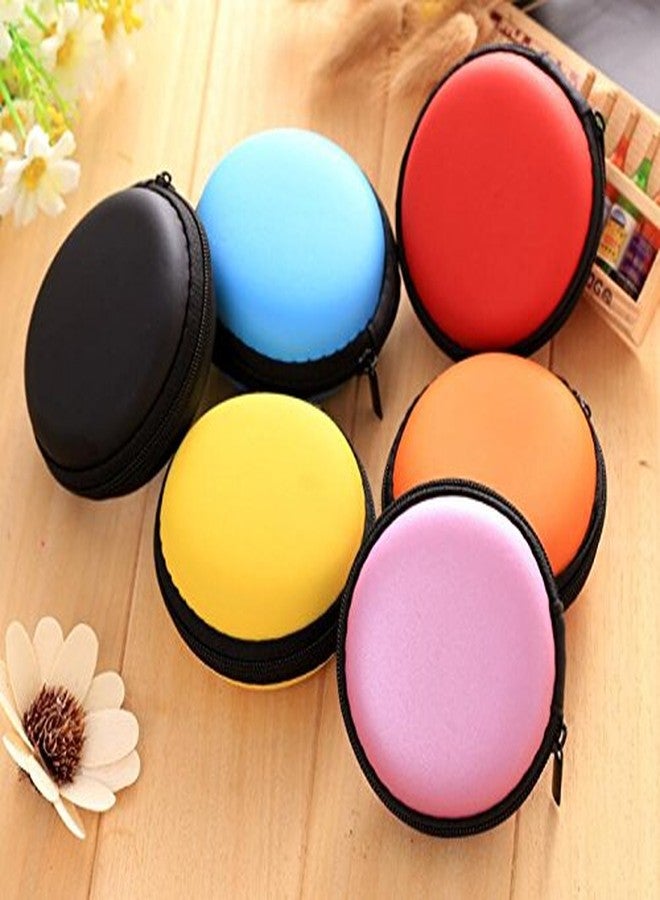 ericotry 6Pcs Earbud Cases Small Round Pocket Earbud Travel Carrying Case Headset Cases Earphone Headphone Cable Jewelry Storage Container Bag Hard EVA Headphone Box (Random Color) - Image 3