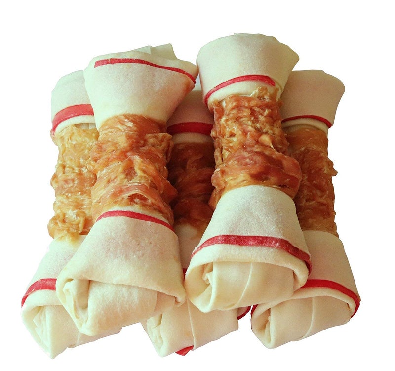 Pawant Dog Treats Chicken Wrapped Rawhide Bones for Small Dog Treats Puppy Chews Snacks Promotes Healthy Chewing Chicken Wrapped Knot 6.5" 0.5lb - Image 1