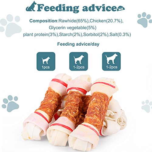 Pawant Dog Treats Chicken Wrapped Rawhide Bones for Small Dog Treats Puppy Chews Snacks Promotes Healthy Chewing Chicken Wrapped Knot 6.5" 0.5lb - Image 5