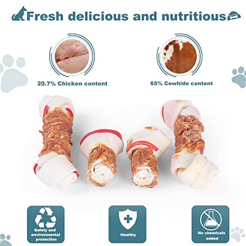 Pawant Dog Treats Chicken Wrapped Rawhide Bones for Small Dog Treats Puppy Chews Snacks Promotes Healthy Chewing Chicken Wrapped Knot 6.5" 0.5lb - Image 3