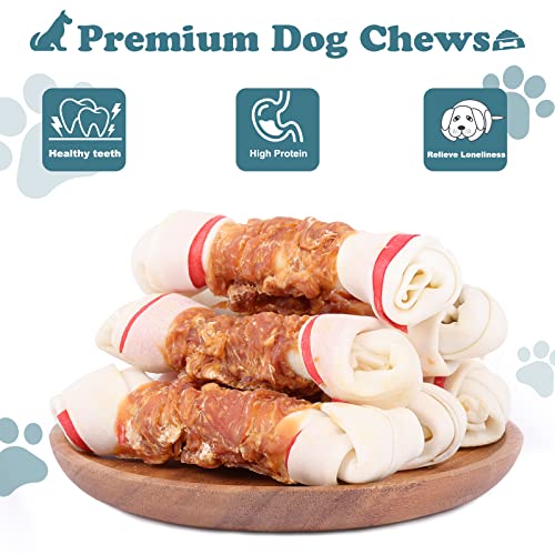 Pawant Dog Treats Chicken Wrapped Rawhide Bones for Small Dog Treats Puppy Chews Snacks Promotes Healthy Chewing Chicken Wrapped Knot 6.5" 0.5lb - Image 4