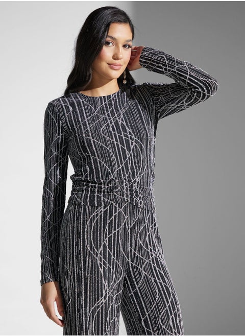 Round Neck Printed Top
