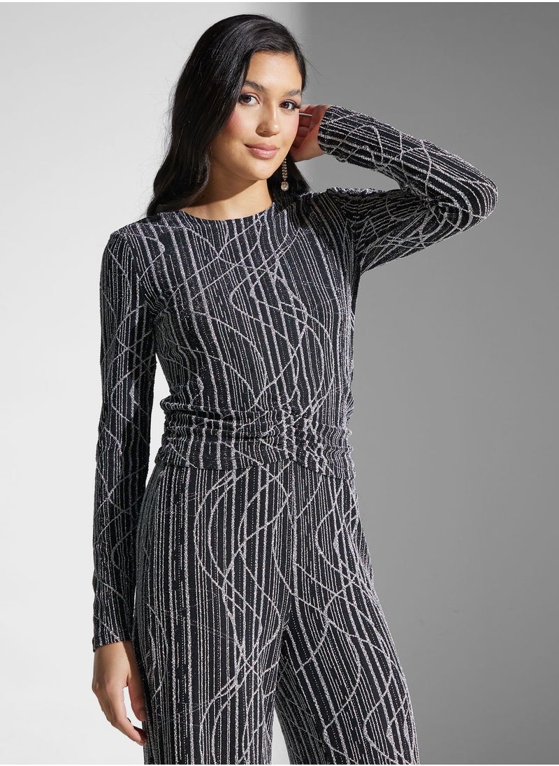 Round Neck Printed Top