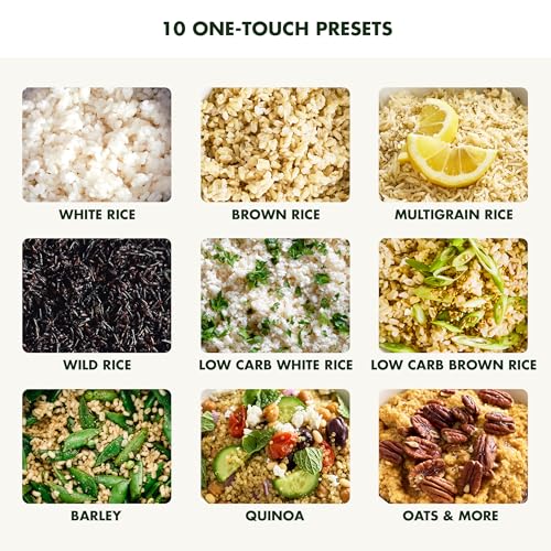 GreenPan Carb Reducing Electric Rice Cooker, 4 Cups Uncooked/8 Cooked Rice, 10 Presets, LED Display, Healthier Meals, Delay Timer, PFAS-Free Ceramic Nonstick Removable Bowl, Cool Touch, Steam, Cream - Image 3