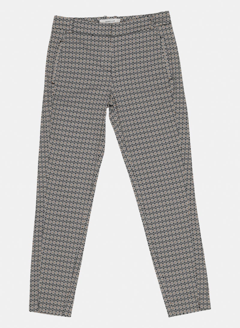 Promod Women's Geometric Print Tapered Cigarette Trousers