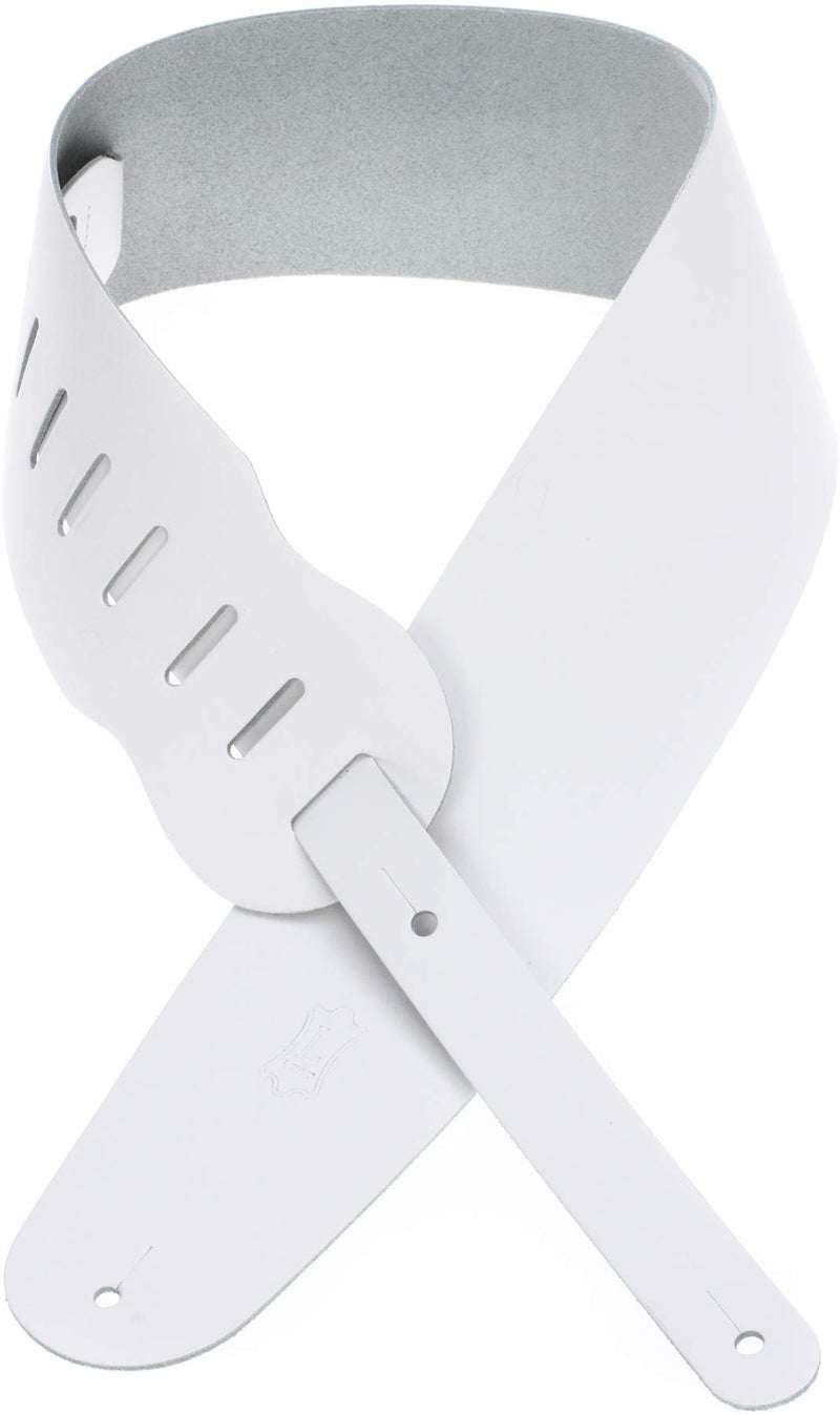 Levys Leathers M4WHT 3 12 chrometan leather bass strap Adjustable from 36 to 52 White