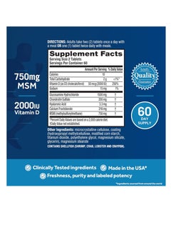 Advanced Glucosamine Chondroitin MSM + Vitamin D3 Joint Support Supplement, Supports Mobility Comfort Strength Flexibility & Bone + Immune Health - 120 Tablets (40 servings)* - pzsku/ZBF67C605A353F18557ABZ/45/_/1739256518/715f8d1e-119a-4707-b004-c95c71b0ed5e