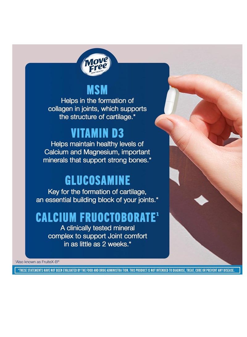 موف فري الجلوكوزامين كوندرويتين MSM المتطور + مكمل دعم المفاصل فيتامين D3، يدعم الحركة والراحة والقوة والمرونة والعظام + صحة المناعة - 120 قرصًا (40 وجبة)* - Image 3