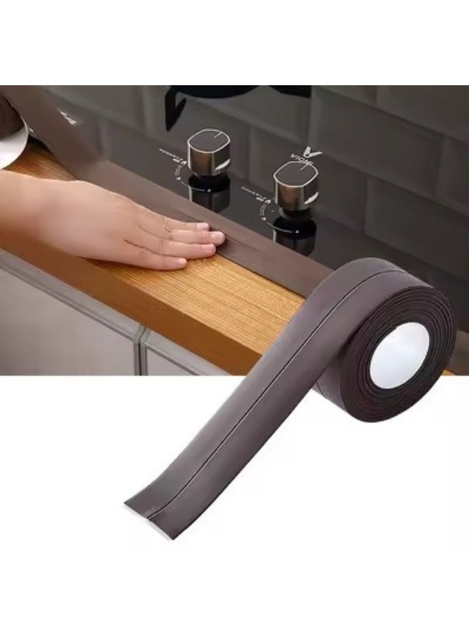 FALMER Self Adhesive Bathroom Waterproof Mouldproof Sealing Tape Wall Mounted Sealant Tape for Bathtub Cracks Walls 3M Length 2cm Width Brown  - Image 1