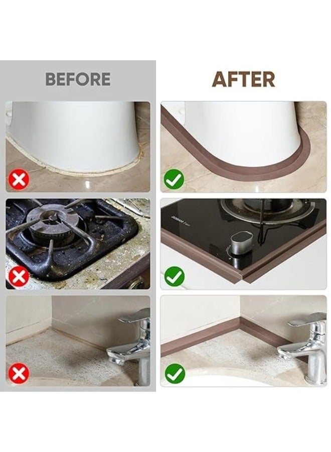 FALMER Self Adhesive Bathroom Waterproof Mouldproof Sealing Tape Wall Mounted Sealant Tape for Bathtub Cracks Walls 3M Length 2cm Width Brown  - Image 4