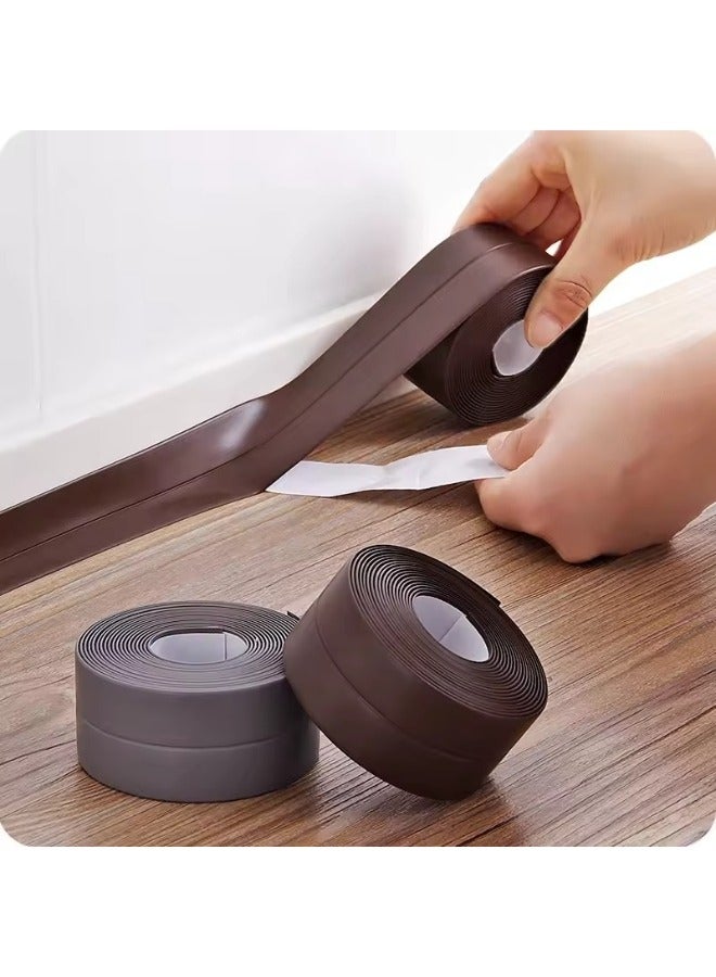 FALMER Self Adhesive Bathroom Waterproof Mouldproof Sealing Tape Wall Mounted Sealant Tape for Bathtub Cracks Walls 3M Length 2cm Width Brown  - Image 2