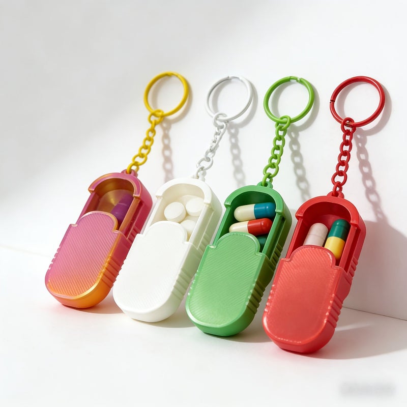 4 Pack Portable Mini Pill Cases with Keychain Travel Waterproof Pill Bottle - Image 2