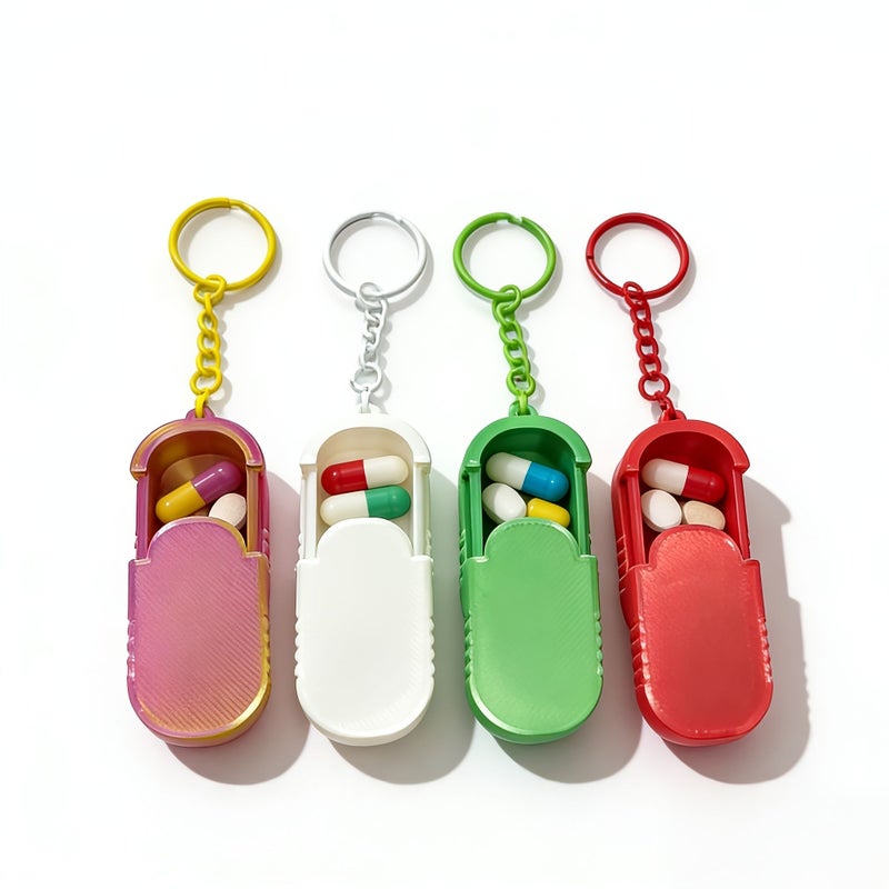 4 Pack Portable Mini Pill Cases with Keychain Travel Waterproof Pill Bottle - Image 5