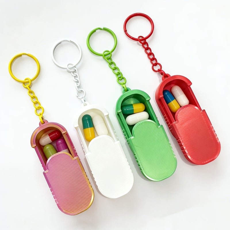 4 Pack Portable Mini Pill Cases with Keychain Travel Waterproof Pill Bottle - Image 4