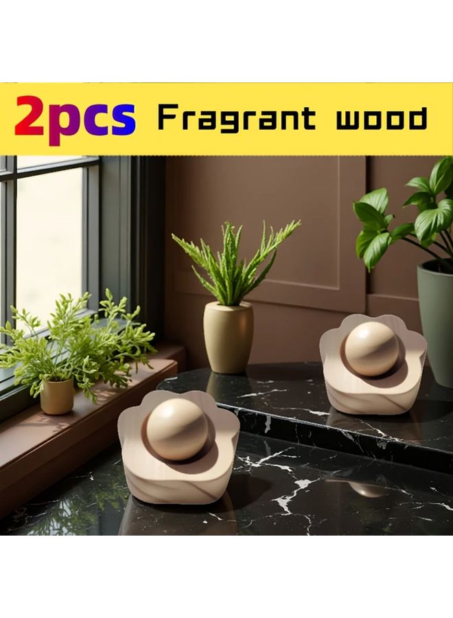 قطعتان من ناشر الزيوت العطرية بمخلب قط خشبي للمنزل والسيارة، هدية مثالية - Image 1