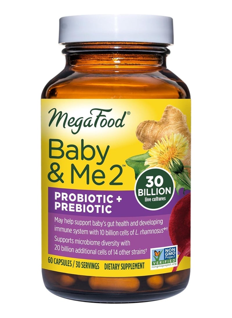 MegaFood PROBIOTIC + PREBIOTIC, BABY & ME 2, 60 CAPSULES / 30 SERVINGS  - Image 1