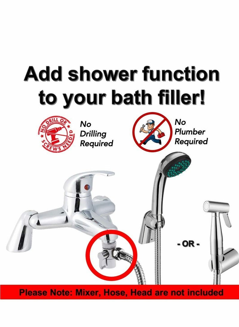 Shower Attachment for Bath Taps, Diverter Valve Shower Attachment, Add Shower to Bath Filler, 28mm / 24mm Diverter, Shower Bath Bidet Attachment, Chrome M22 X M24/M28 - Image 2