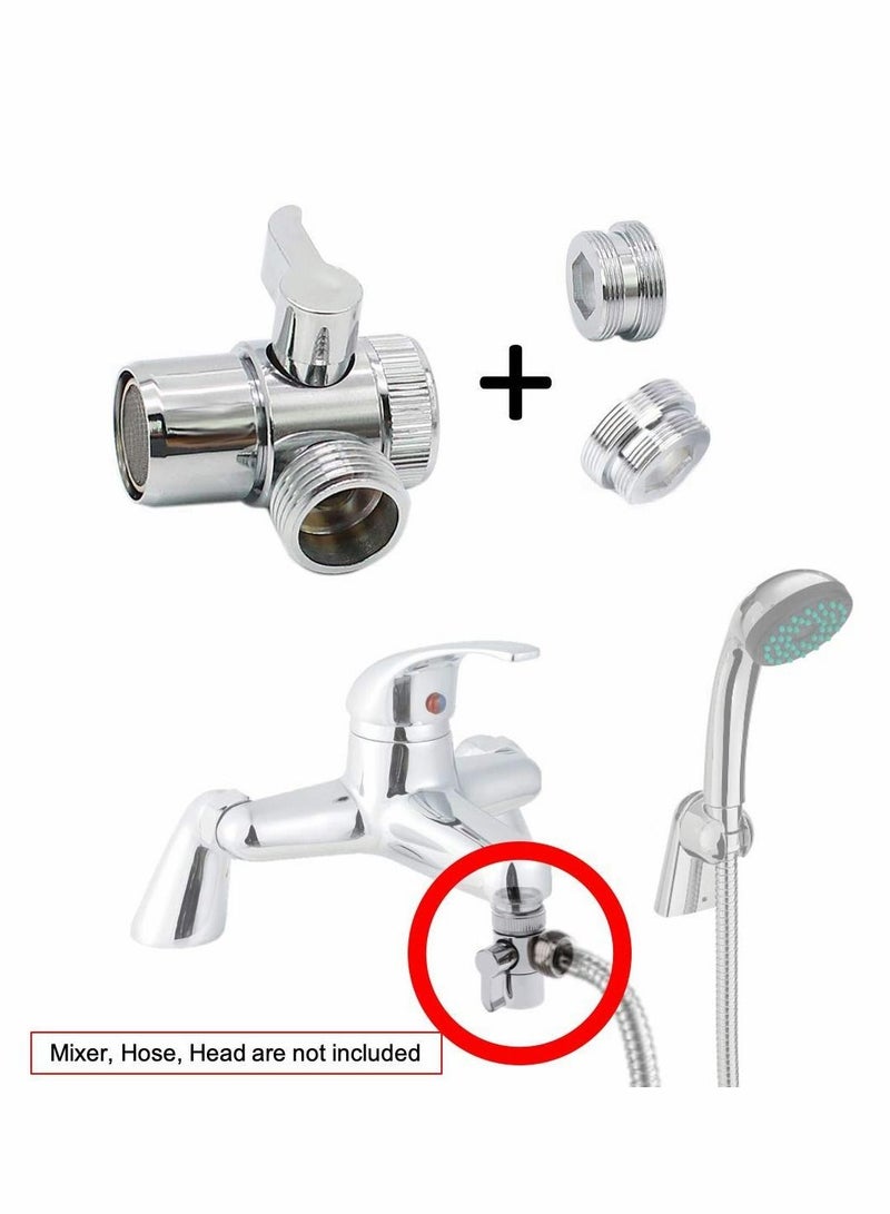Shower Attachment for Bath Taps, Diverter Valve Shower Attachment, Add Shower to Bath Filler, 28mm / 24mm Diverter, Shower Bath Bidet Attachment, Chrome M22 X M24/M28 - Image 3