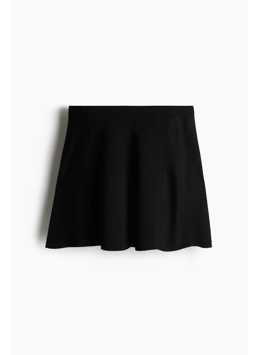 H&M Flared Fine-Knit Skirt