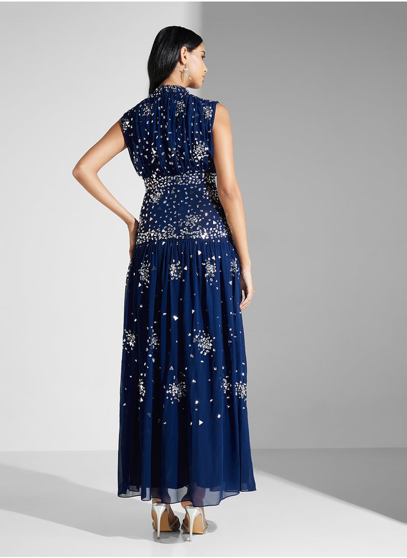 Amelia Rose Embellished Mesh Detailed Dress  - Image 2