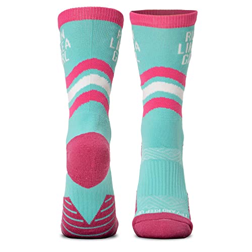 Gone For a Run Inspirational Athletic Running Socks | Mid-Calf | Run Like A Girl | Turquoise - Image 4