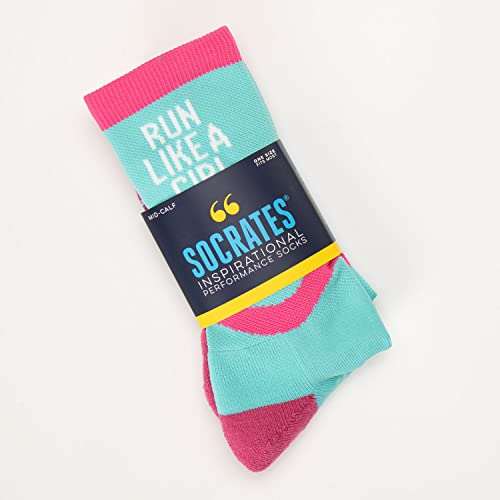 Gone For a Run Inspirational Athletic Running Socks | Mid-Calf | Run Like A Girl | Turquoise - Image 5