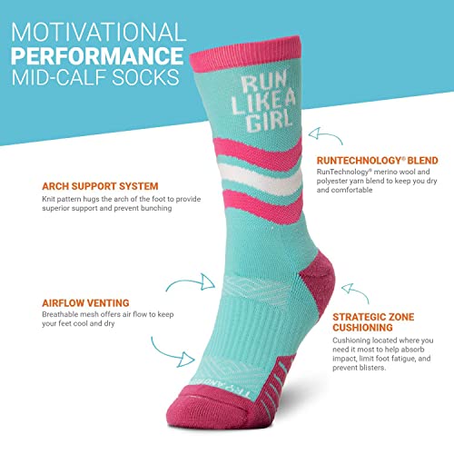 Gone For a Run Inspirational Athletic Running Socks | Mid-Calf | Run Like A Girl | Turquoise - Image 2