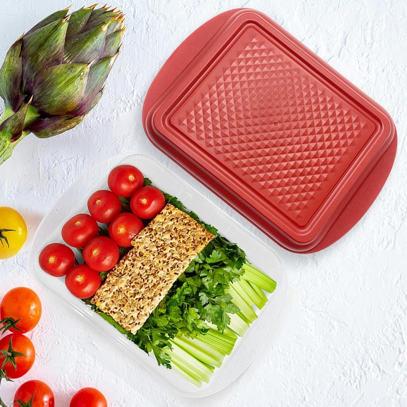 Haokithcun Large Marinade Container with Pyramids Carving Board Style Lid | Grill Prep and Deep Serve Tray | Microwave & Oven Safe Serving Platter Ideal Storing BBQ Meat, Vegetables,Roasting Turkey & Chicken - Image 2